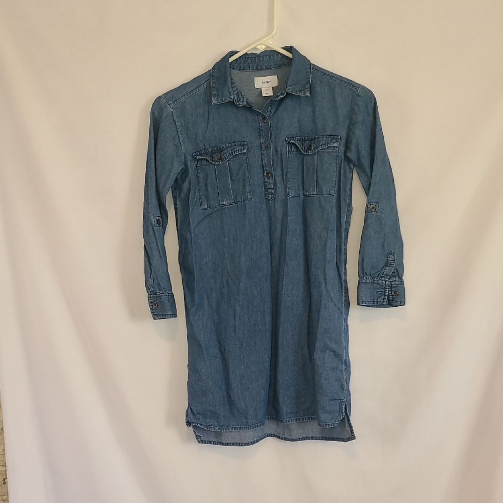 Old Navy Light Blue Chambray Shirt Dress Girls Size 8